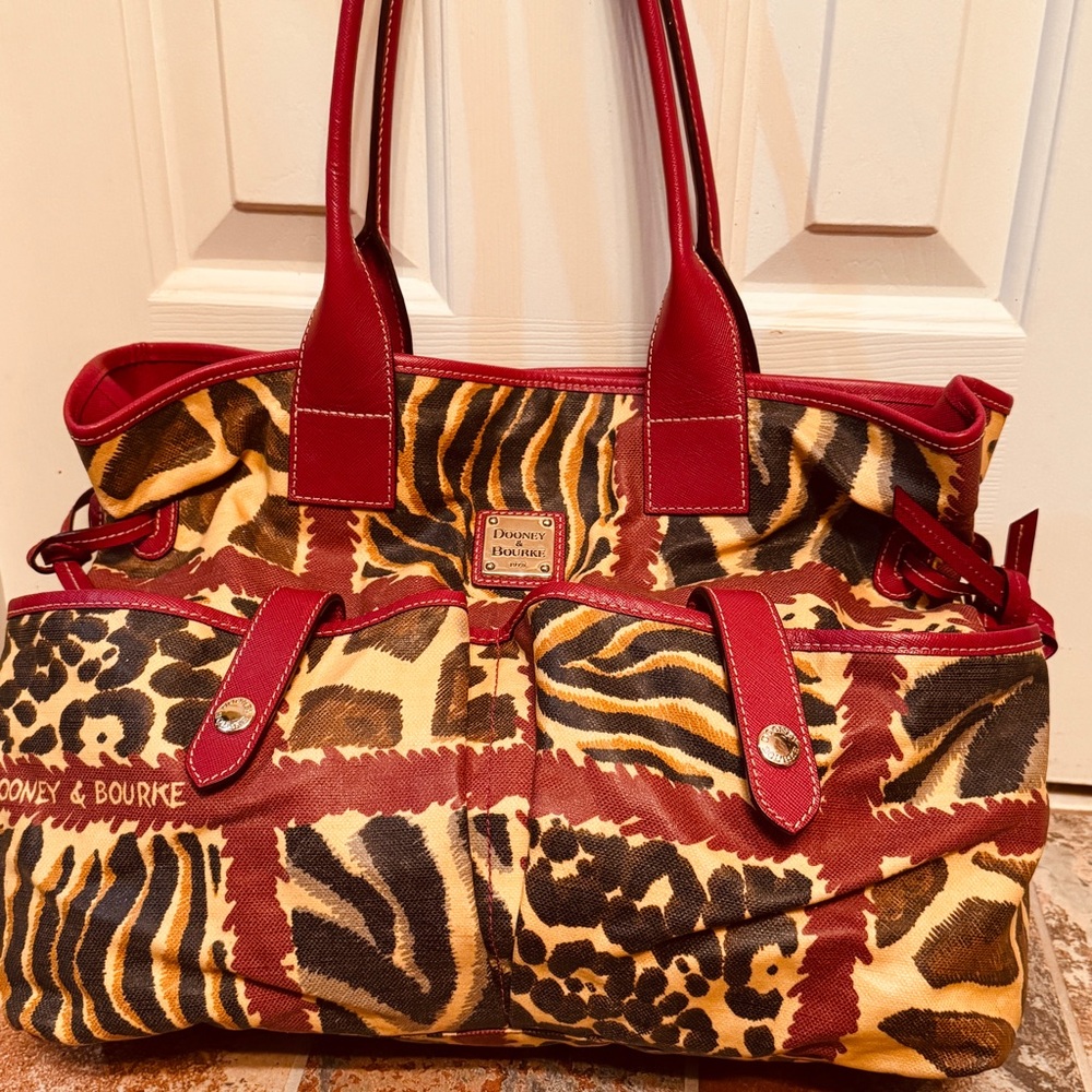 The Exclusive Dooney & Bourke Red Animal Print Cheetah/Leopard/Zebra Tote!